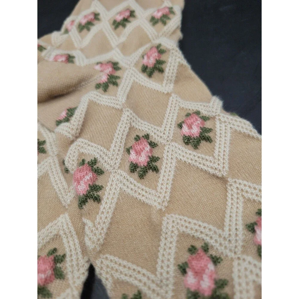 Sézane Julia Socks Vintage Rose Blush/ Beige Cotton Blend One Size France